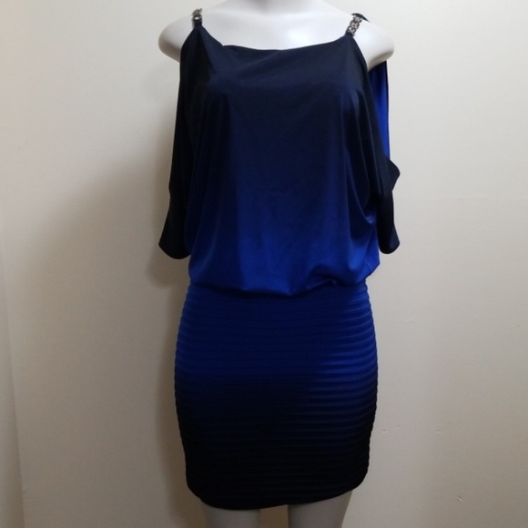 Cache Dresses & Skirts - Cache blue ombre cold shoulder dress-2